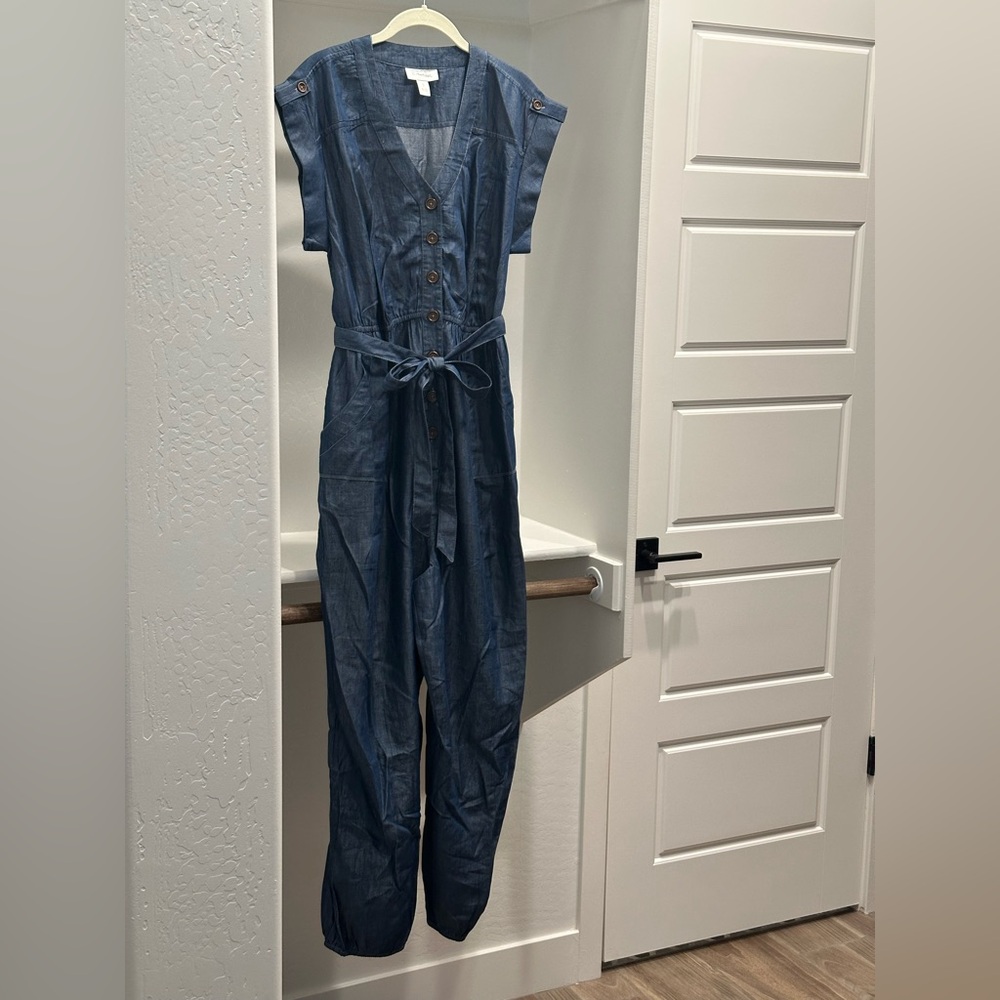 Motherhood Maternity Denim Blue Jumpsuit